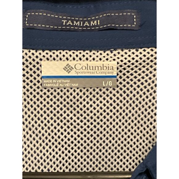 Columbia Tamiami NWT PFG Large SS Shirt Button Down Polyester Blue - Picture 3 of 6